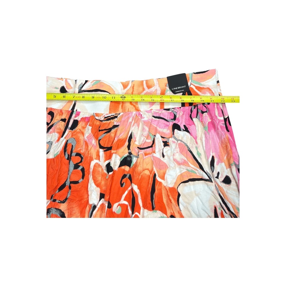 Lane Bryant Pink Orange Abstract Floral Smocked Waist Mini Skirt Plus 26/28R - Picture 4 of 5